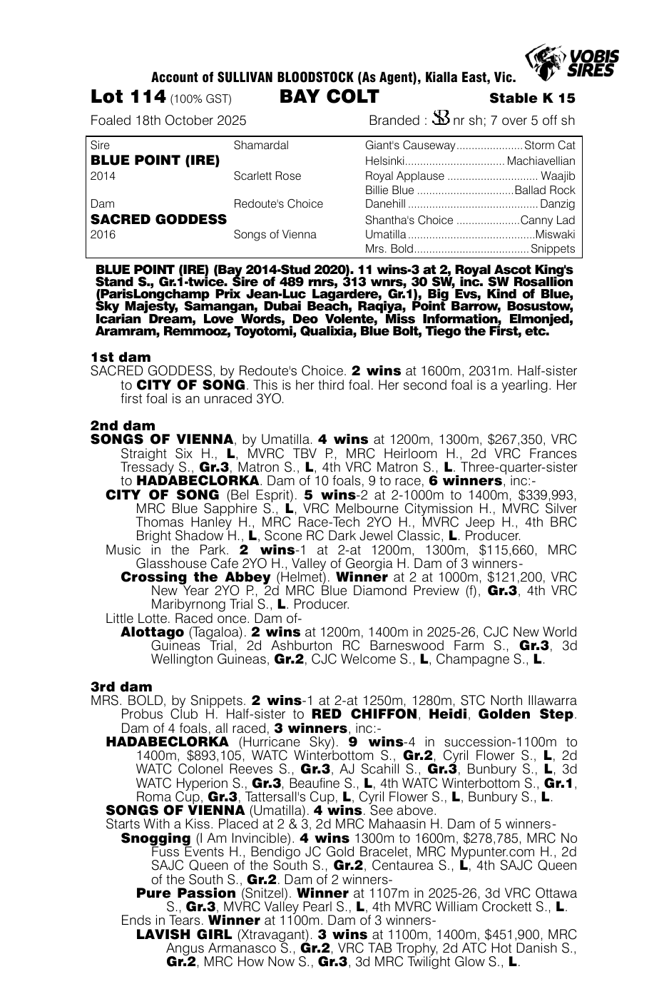 Pedigree - Lot 114