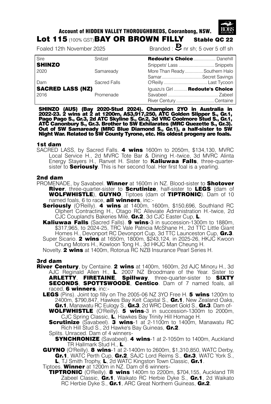 Pedigree - Lot 115