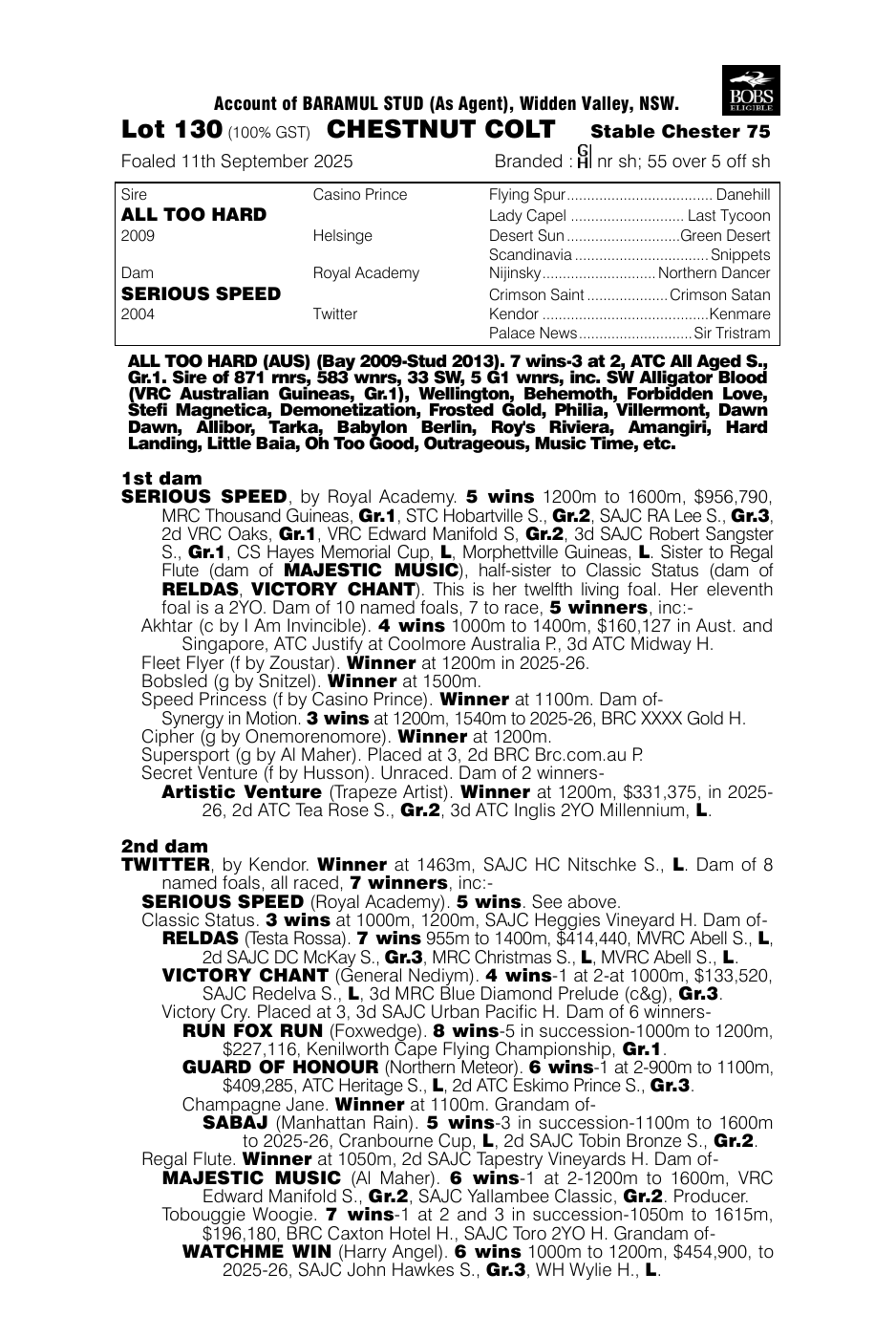 Pedigree - Lot 130
