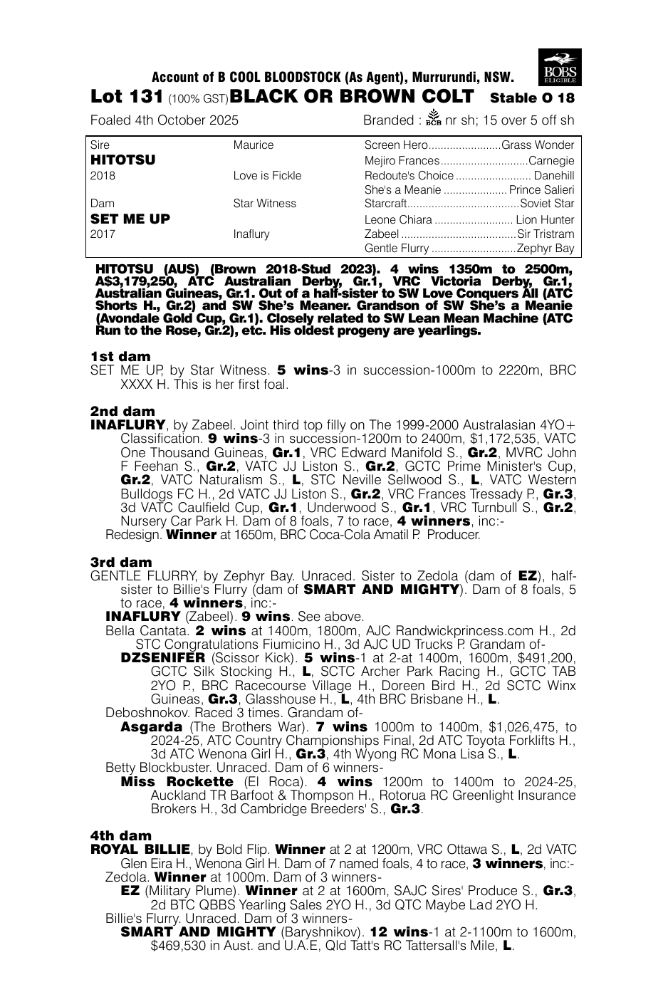 Pedigree - Lot 131