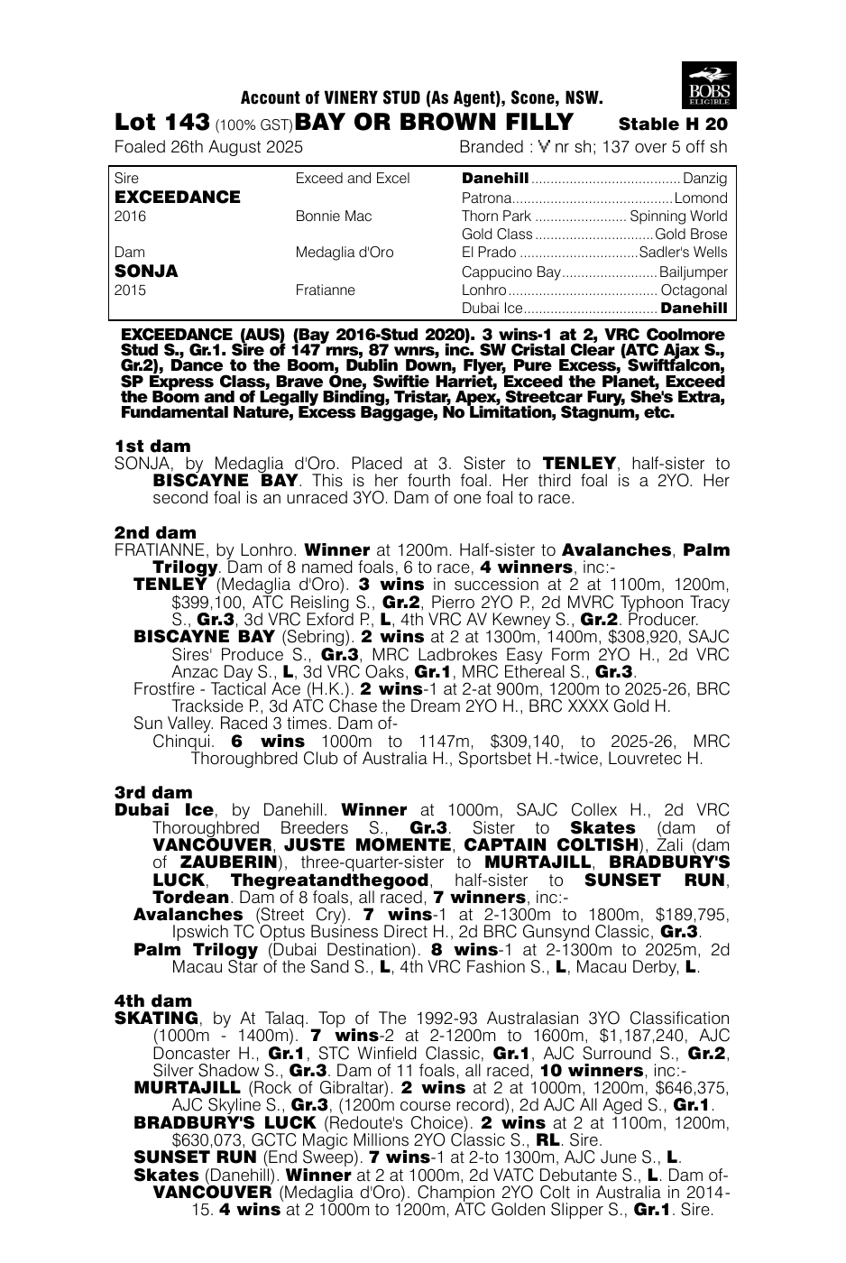 Pedigree - Lot 143