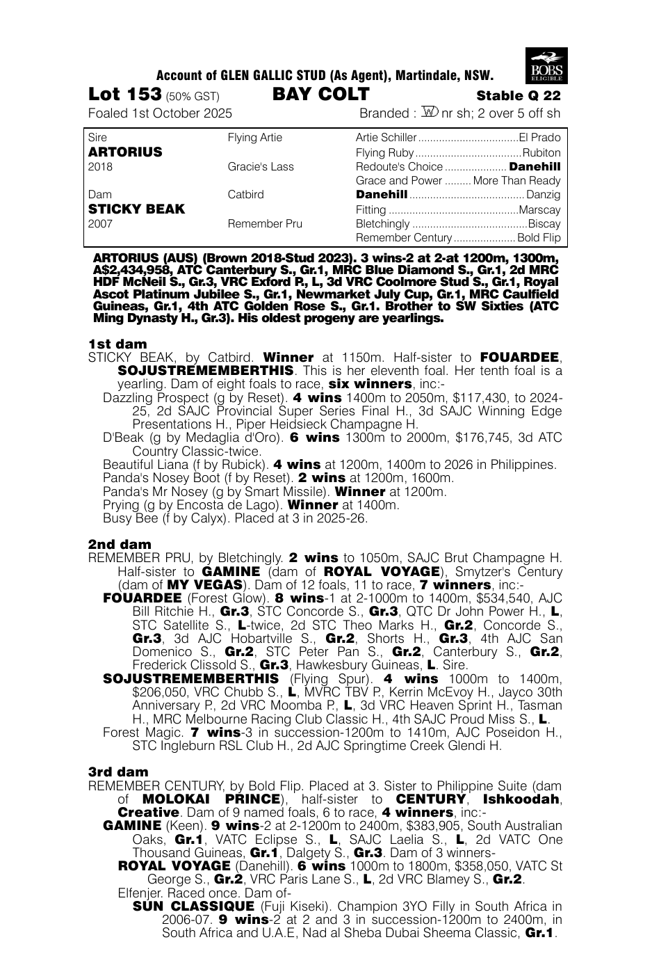 Pedigree - Lot 153