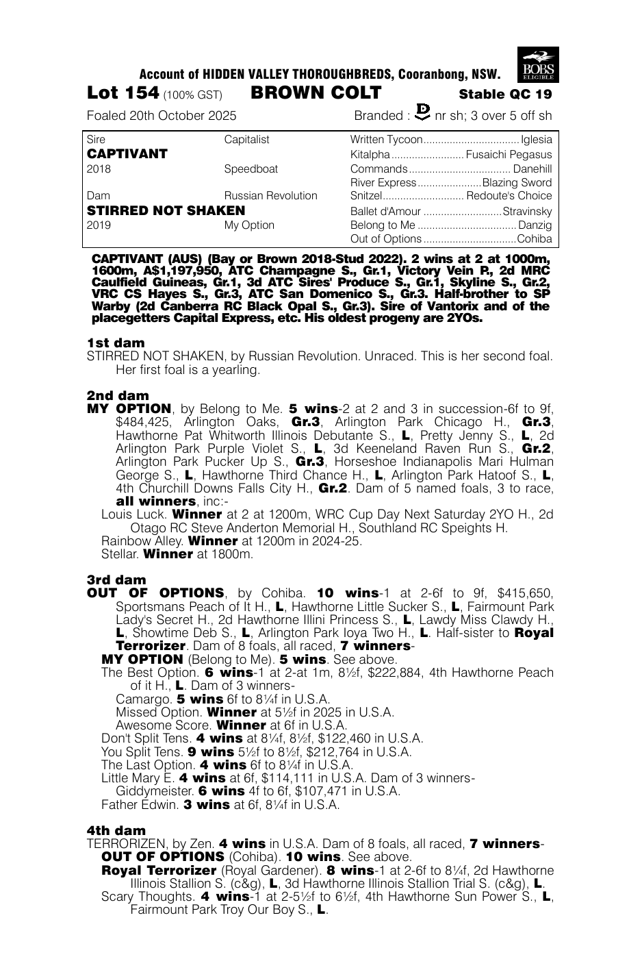 Pedigree - Lot 154