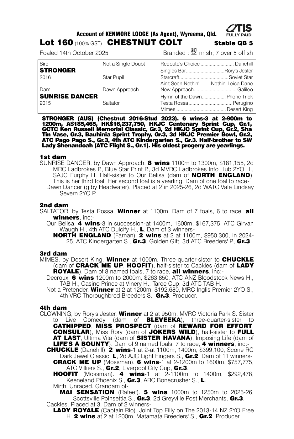 Pedigree - Lot 160