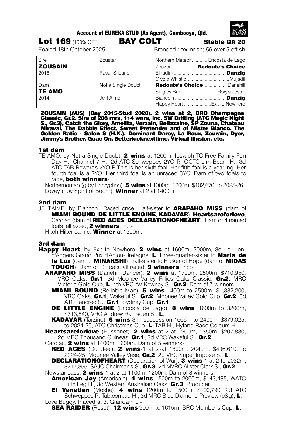 Pedigree - Lot 169