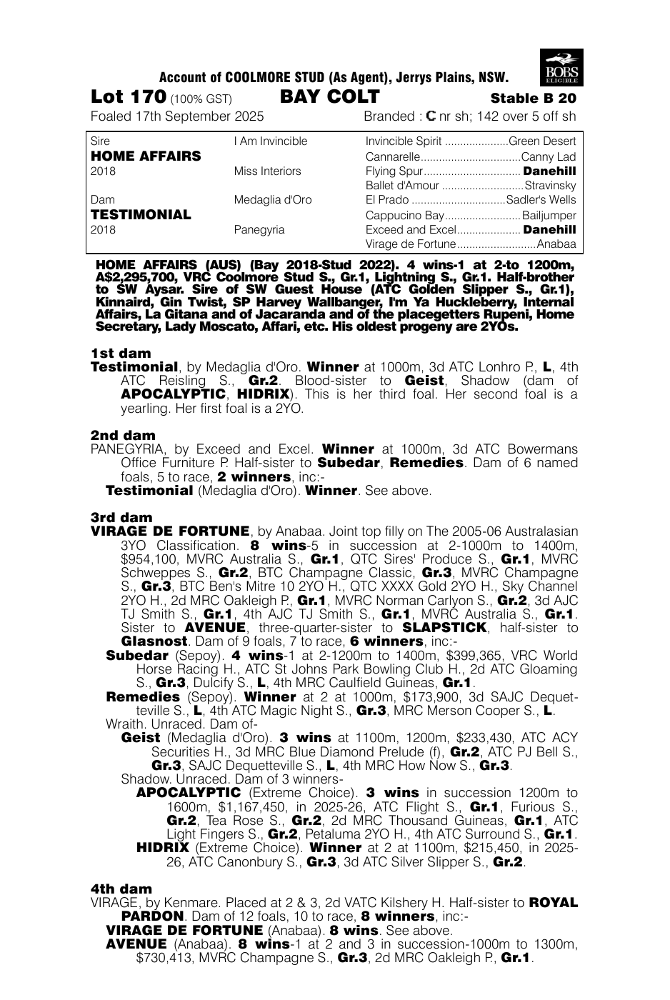 Pedigree - Lot 170