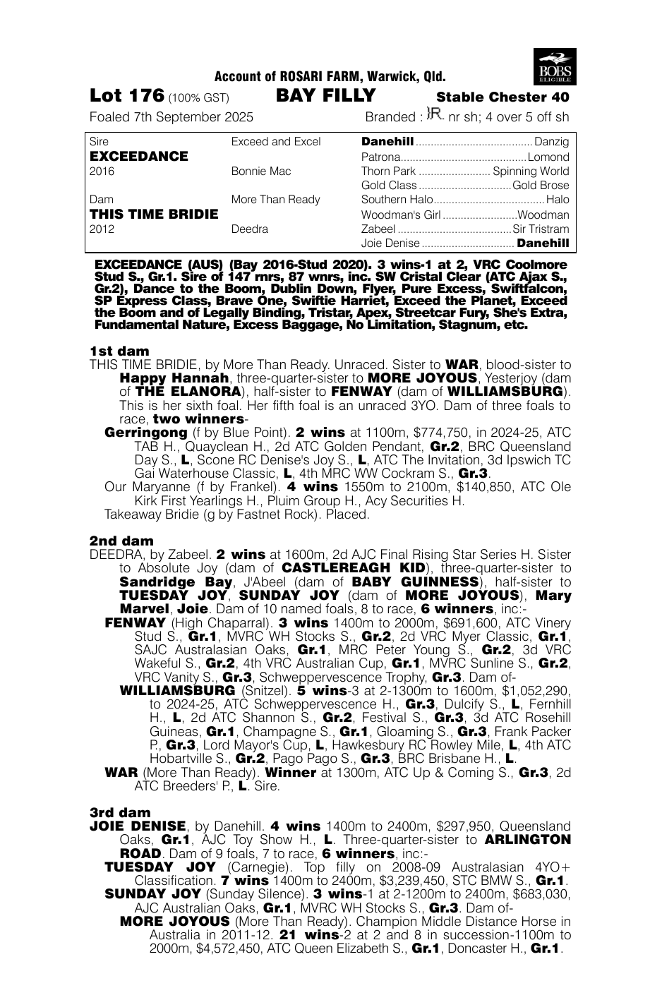 Pedigree - Lot 176