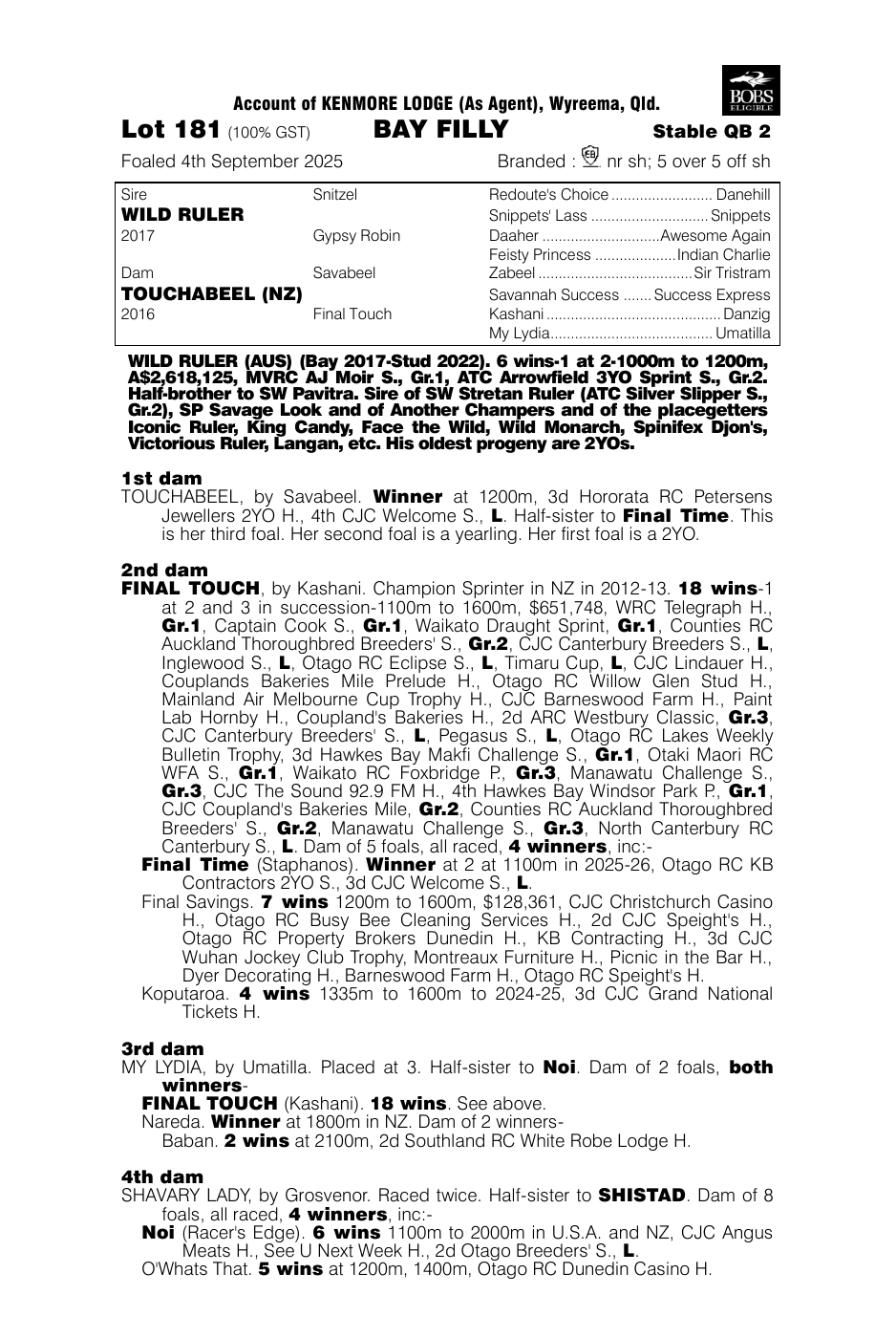 Pedigree - Lot 181