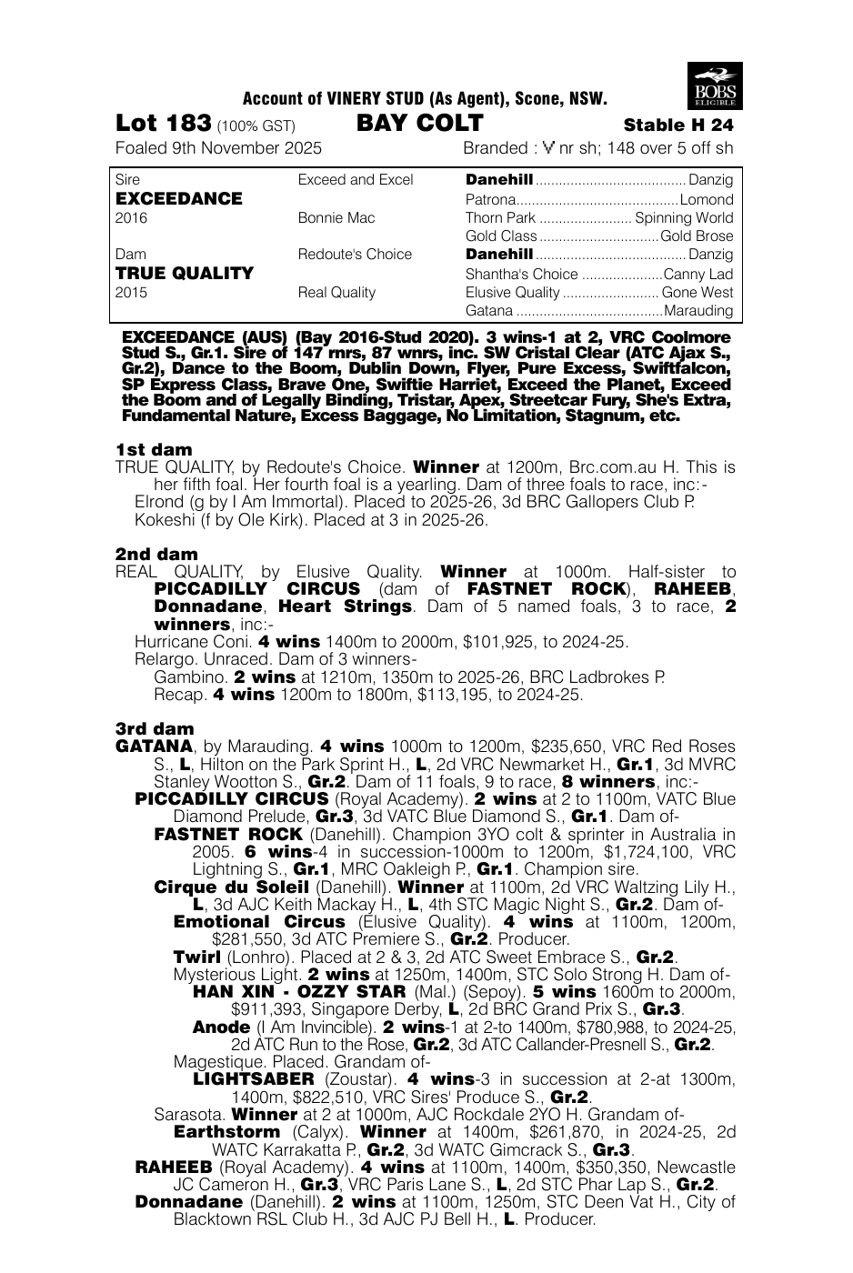 Pedigree - Lot 183