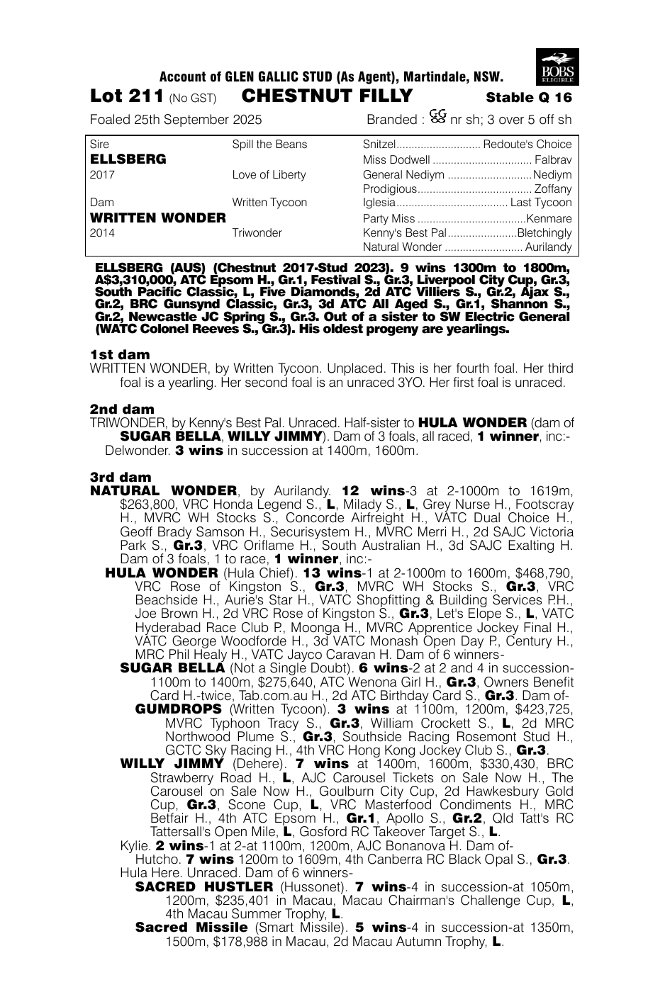 Pedigree - Lot 211