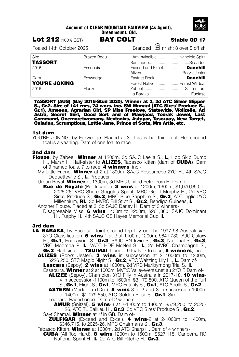 Pedigree - Lot 212