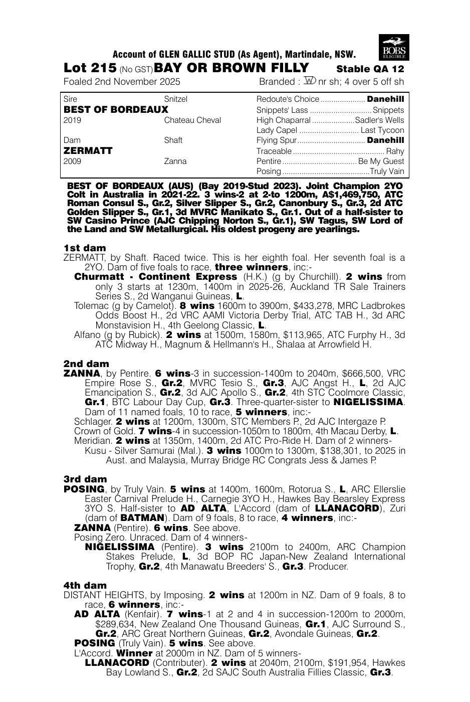 Pedigree - Lot 215