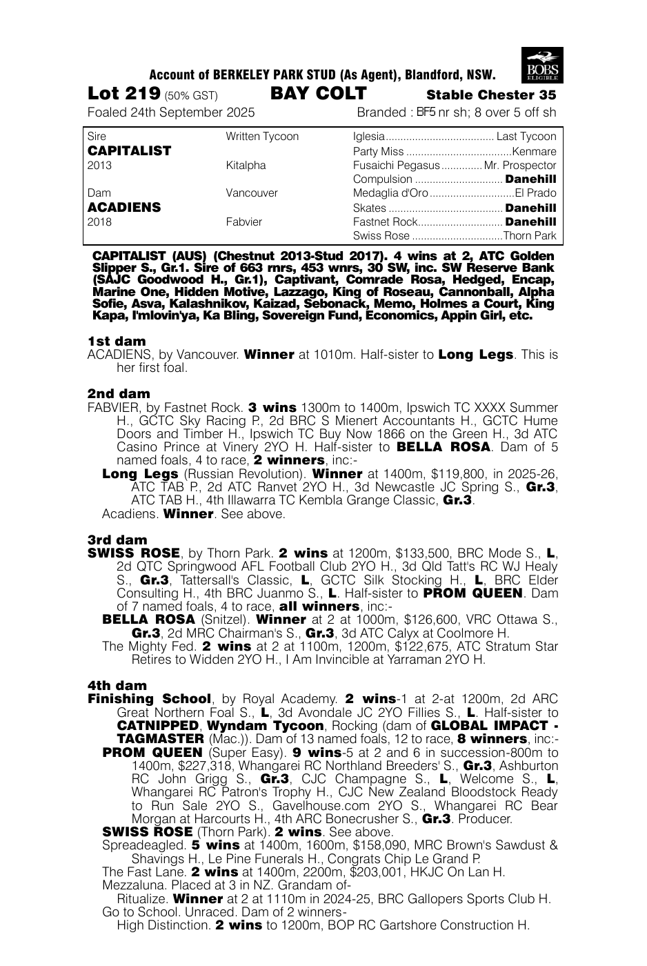 Pedigree - Lot 219