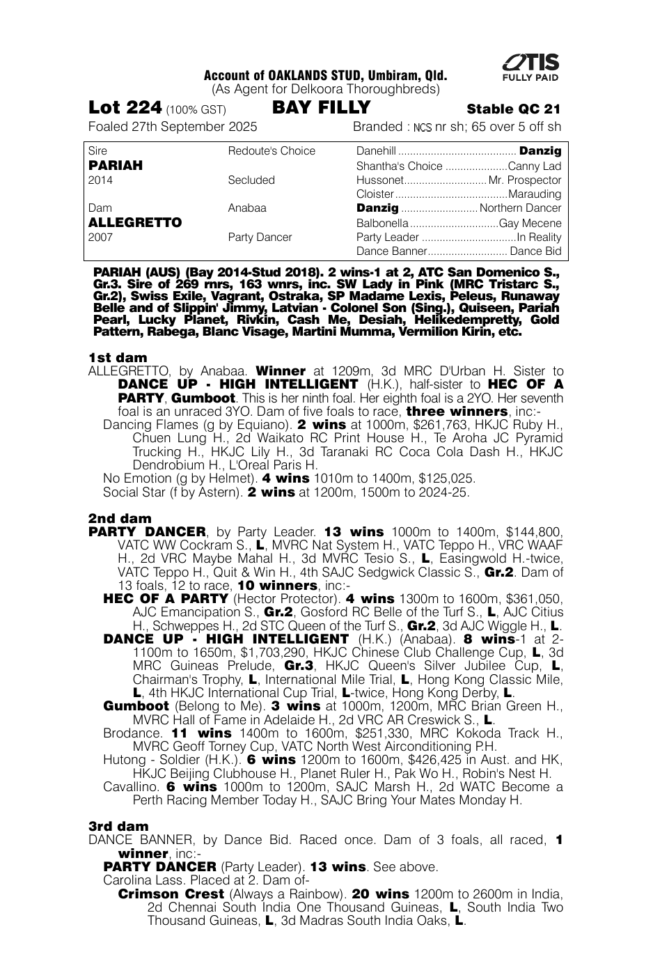 Pedigree - Lot 224