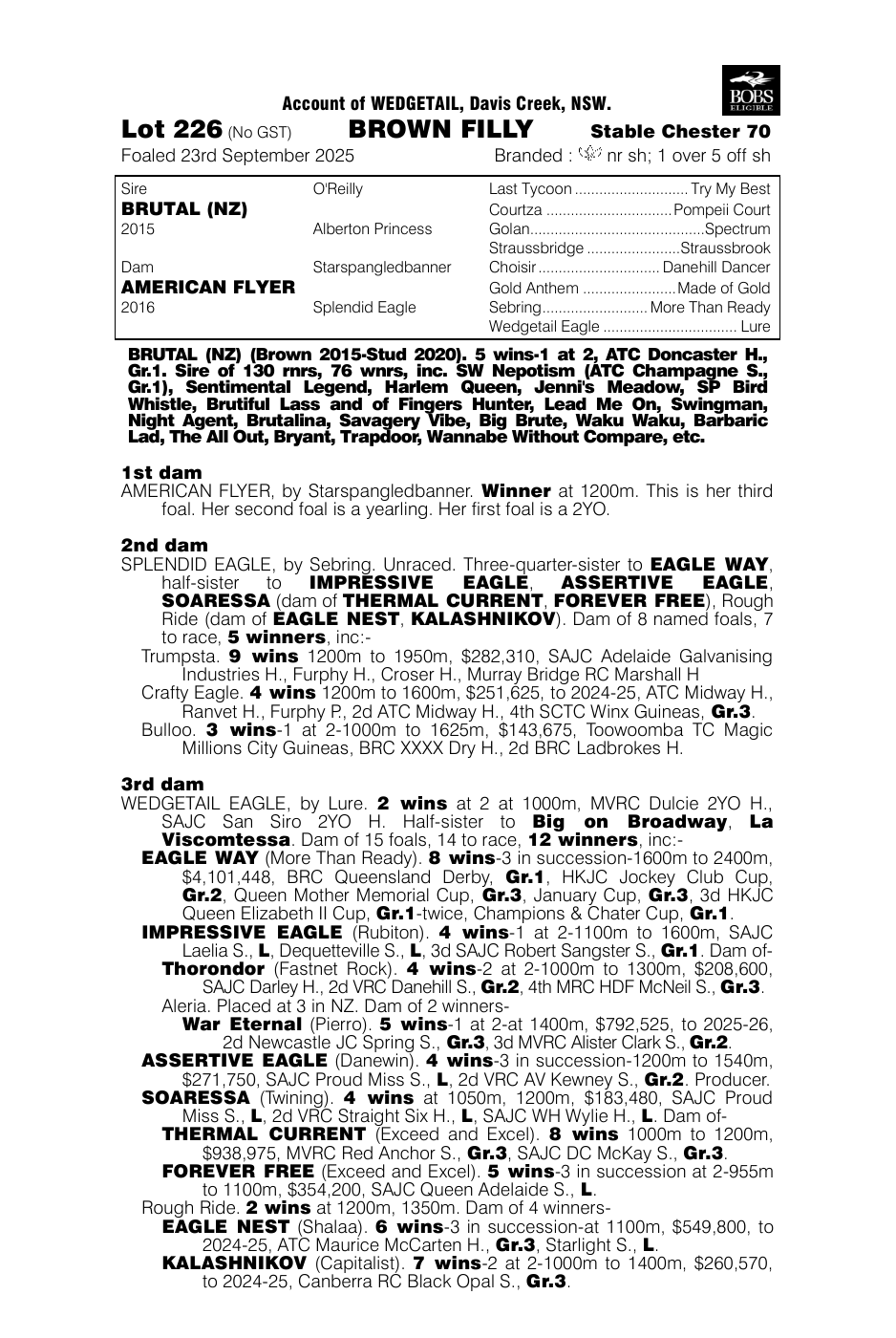Pedigree - Lot 226