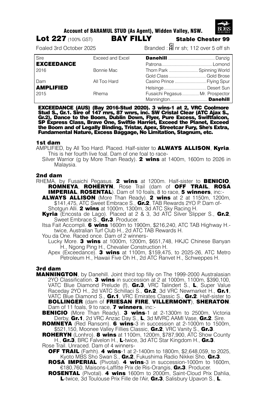 Pedigree - Lot 227