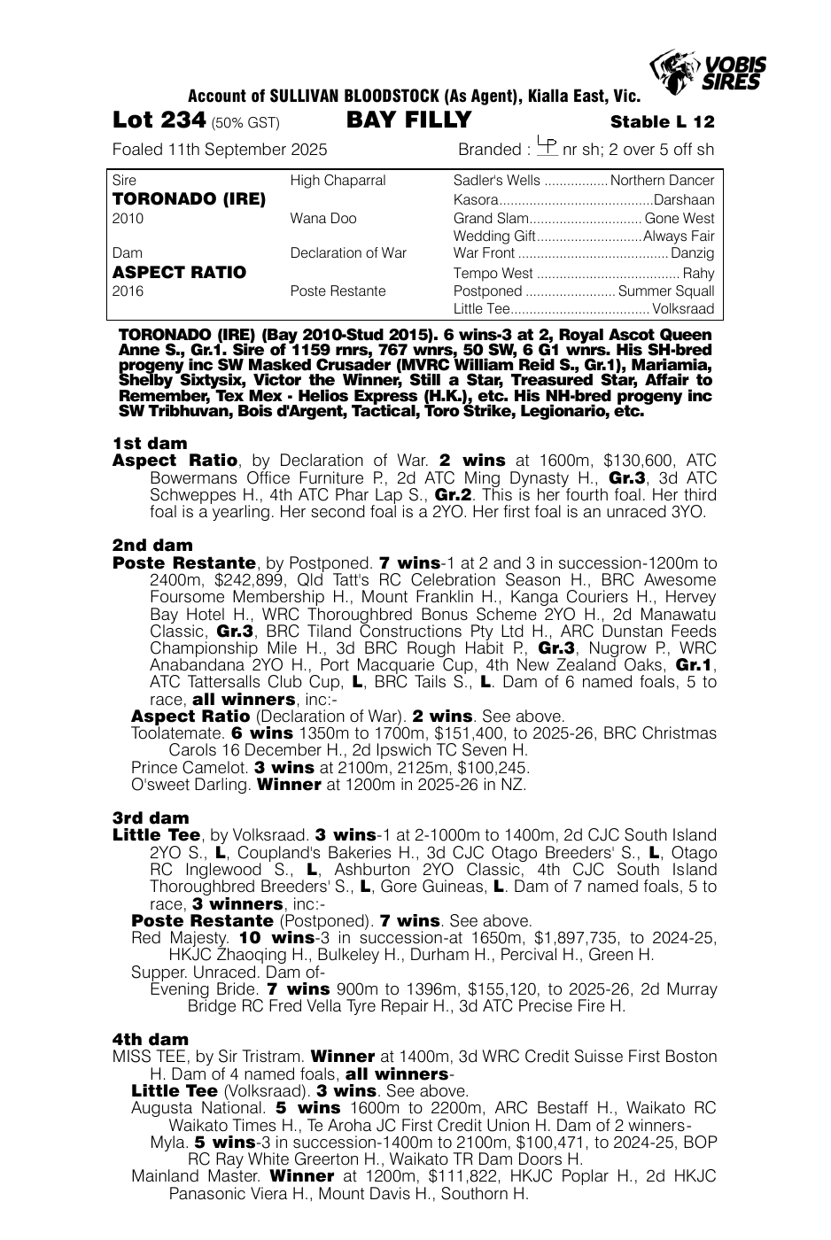 Pedigree - Lot 234