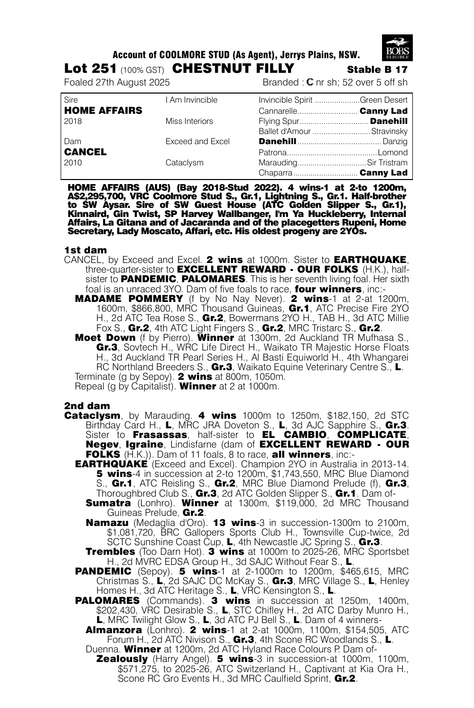 Pedigree - Lot 251