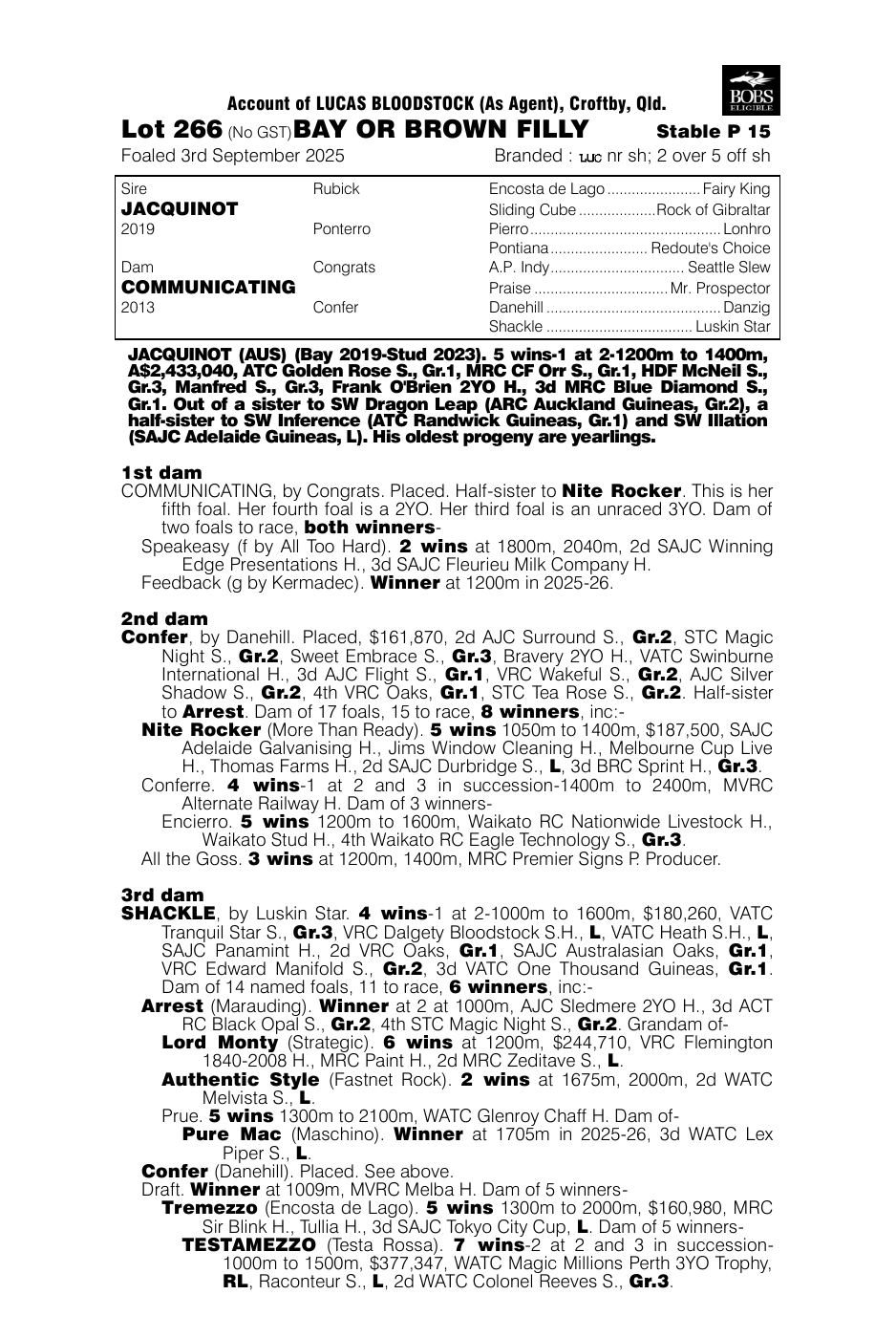 Pedigree - Lot 266