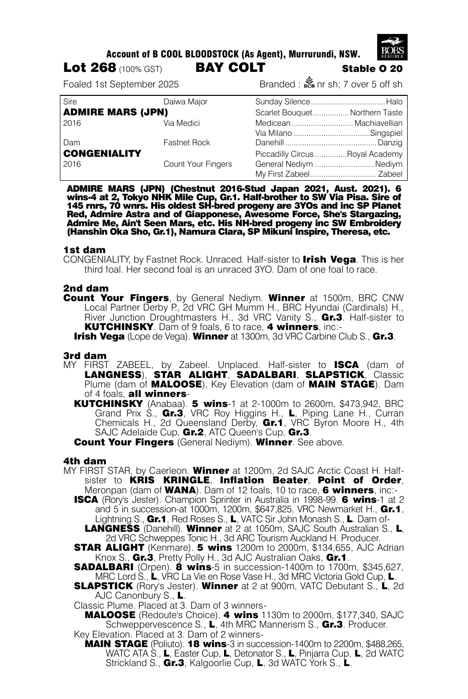 Pedigree - Lot 268