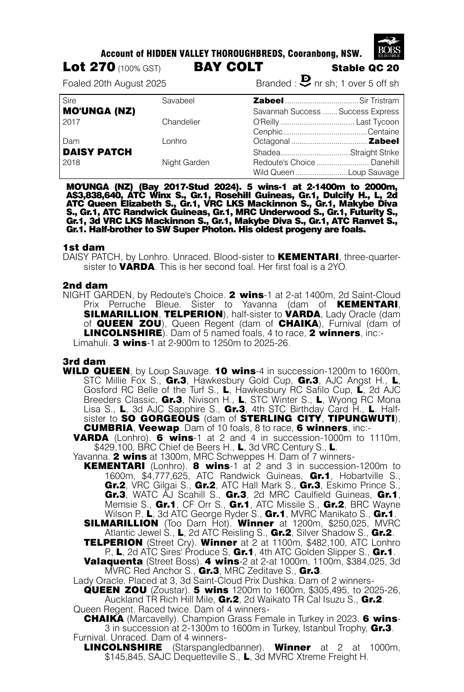 Pedigree - Lot 270