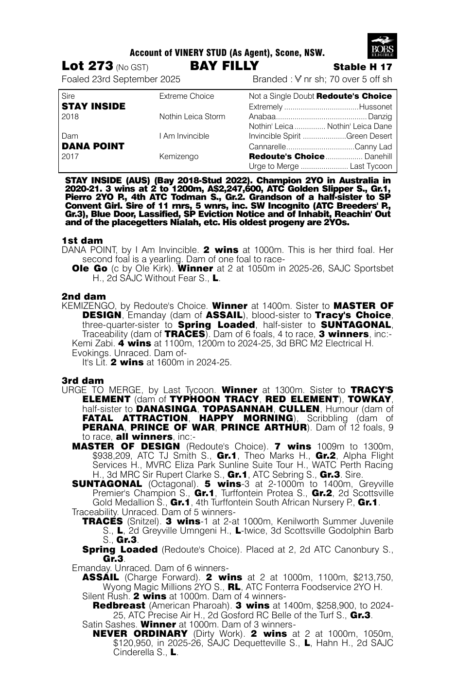 Pedigree - Lot 273