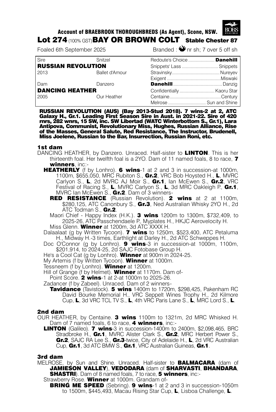 Pedigree - Lot 274