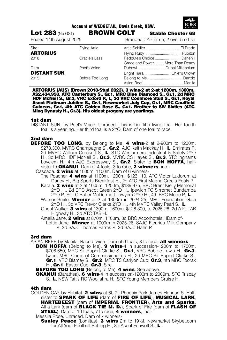 Pedigree - Lot 283