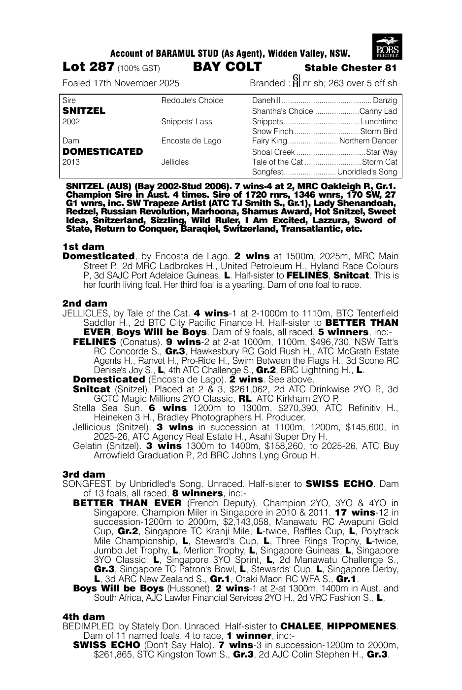 Pedigree - Lot 287