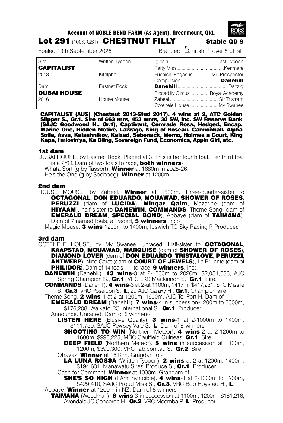 Pedigree - Lot 291
