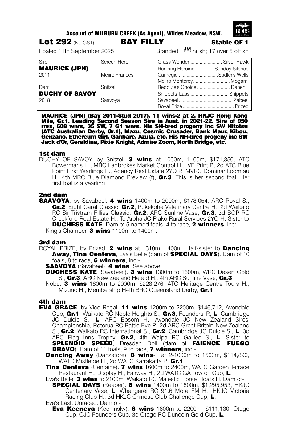 Pedigree - Lot 292