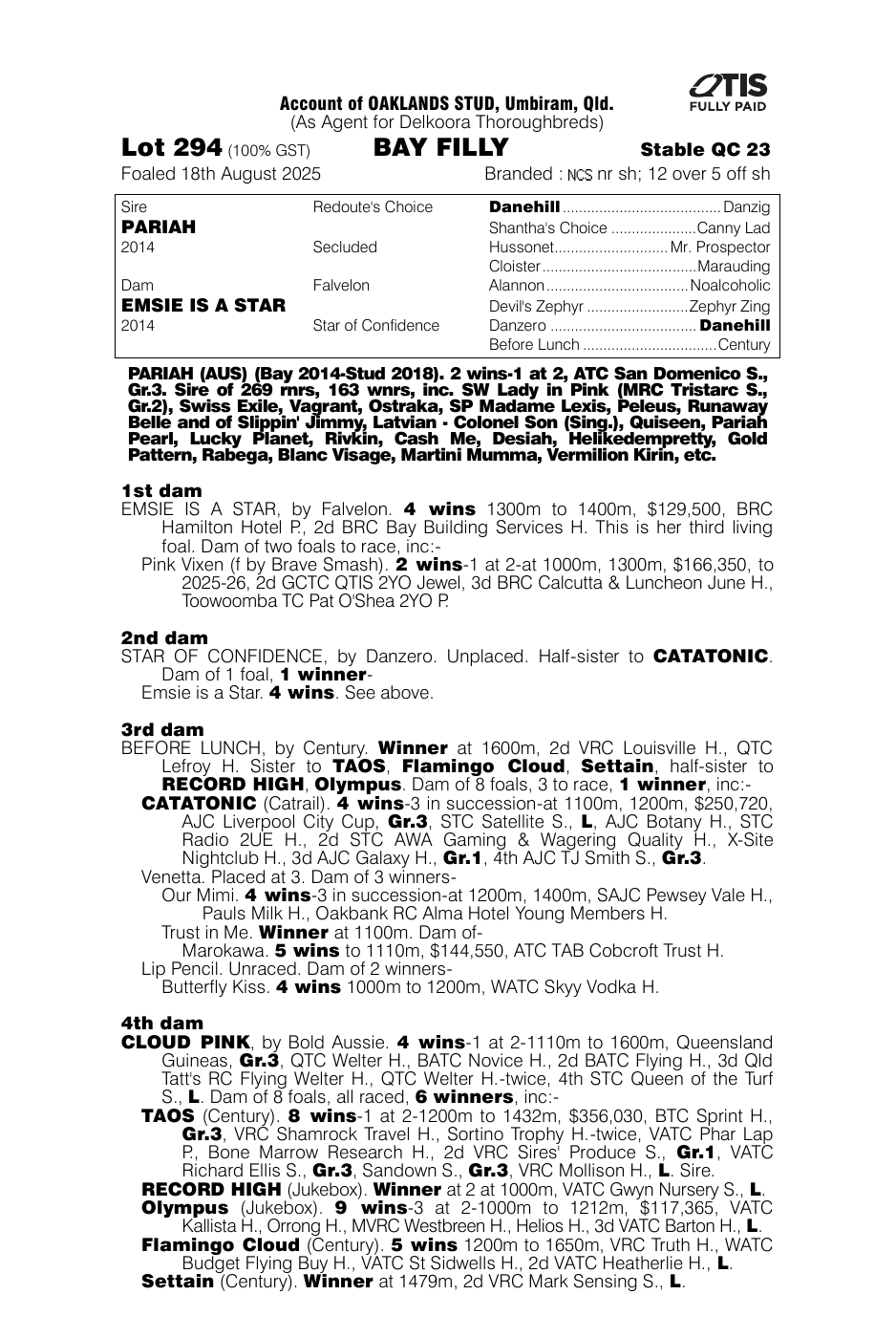 Pedigree - Lot 294