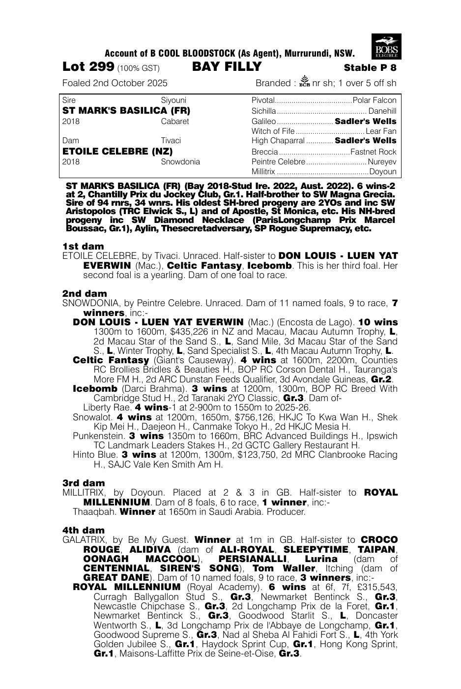 Pedigree - Lot 299