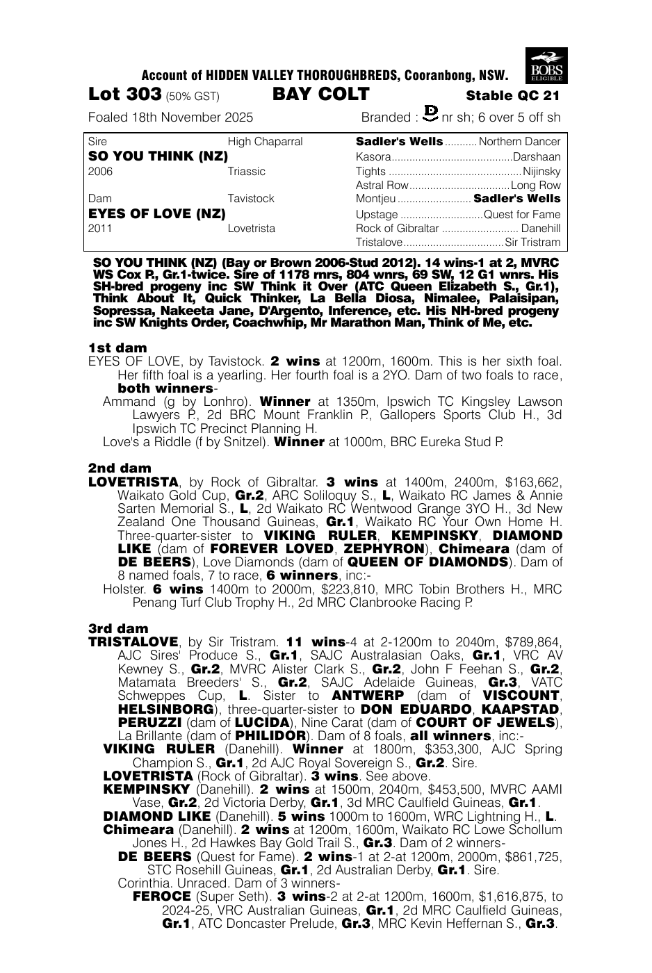 Pedigree - Lot 303