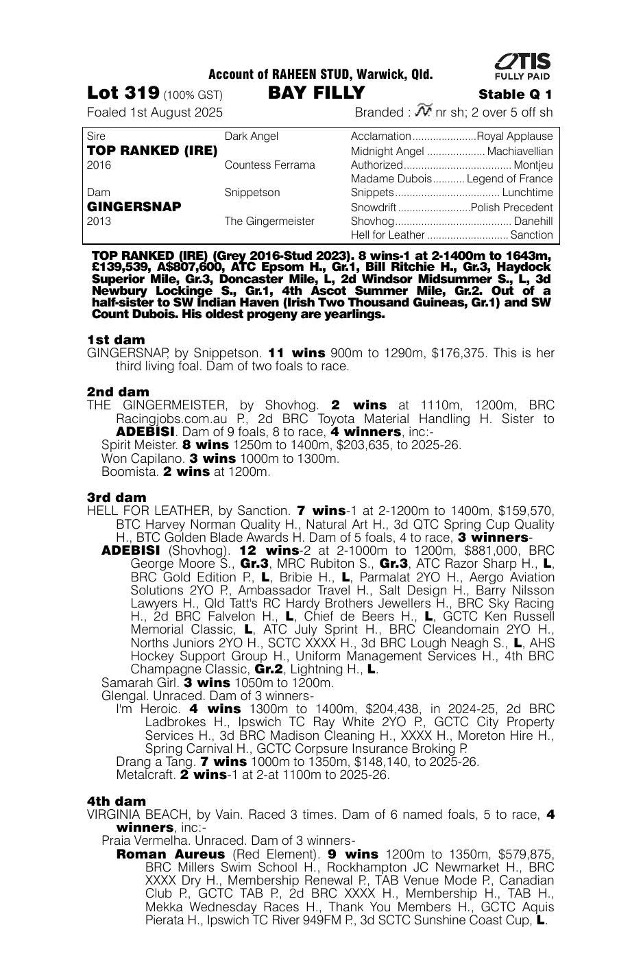 Pedigree - Lot 319