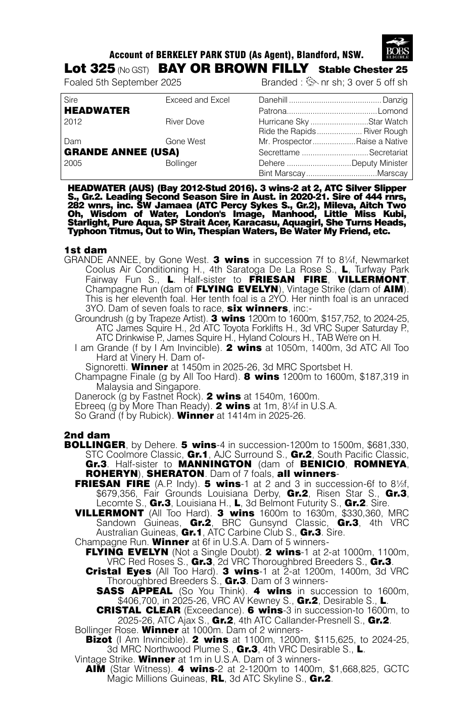 Pedigree - Lot 325