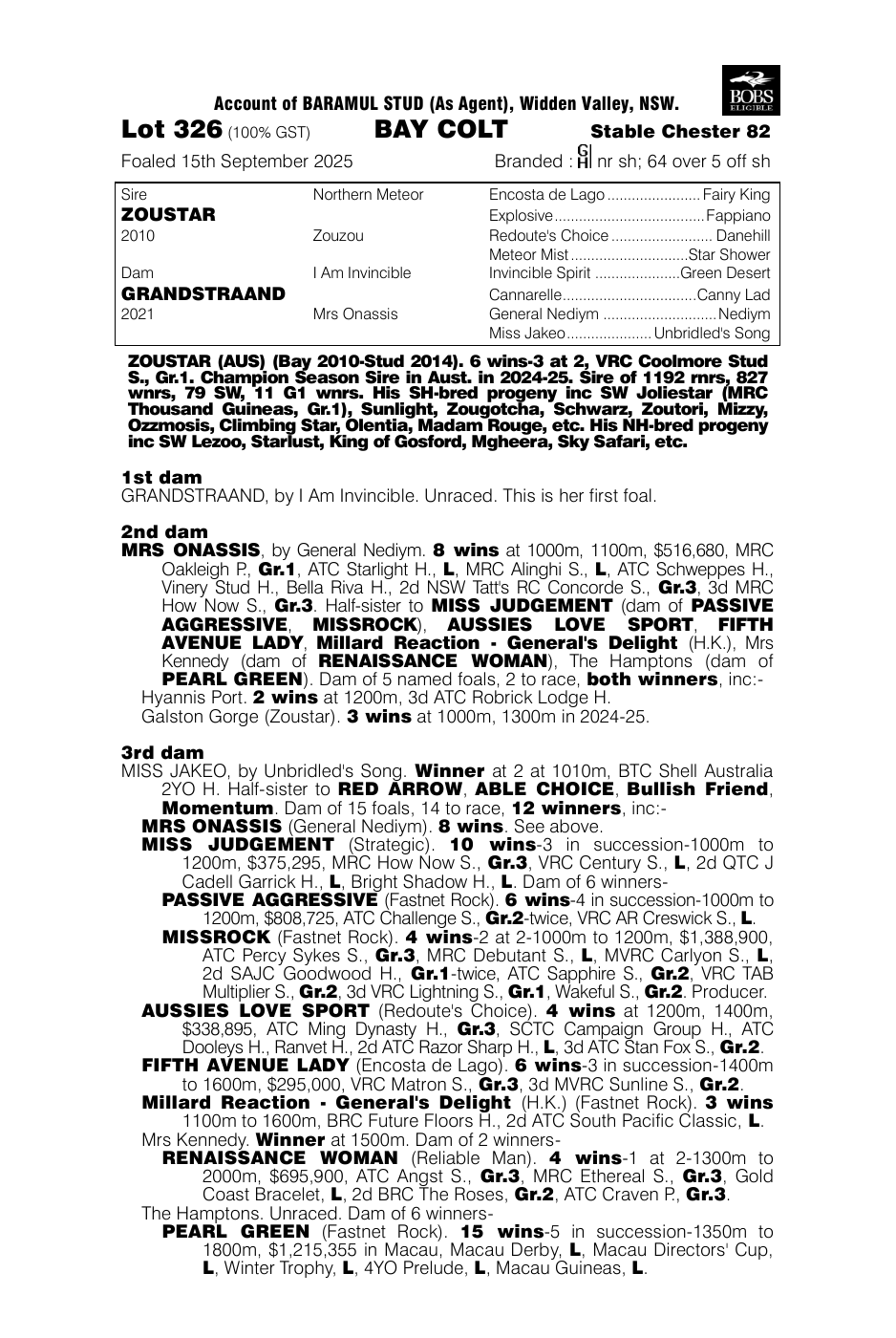 Pedigree - Lot 326