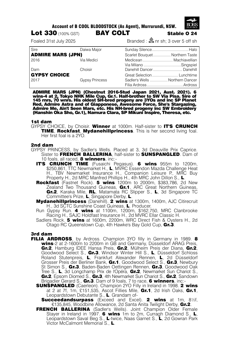 Pedigree - Lot 330