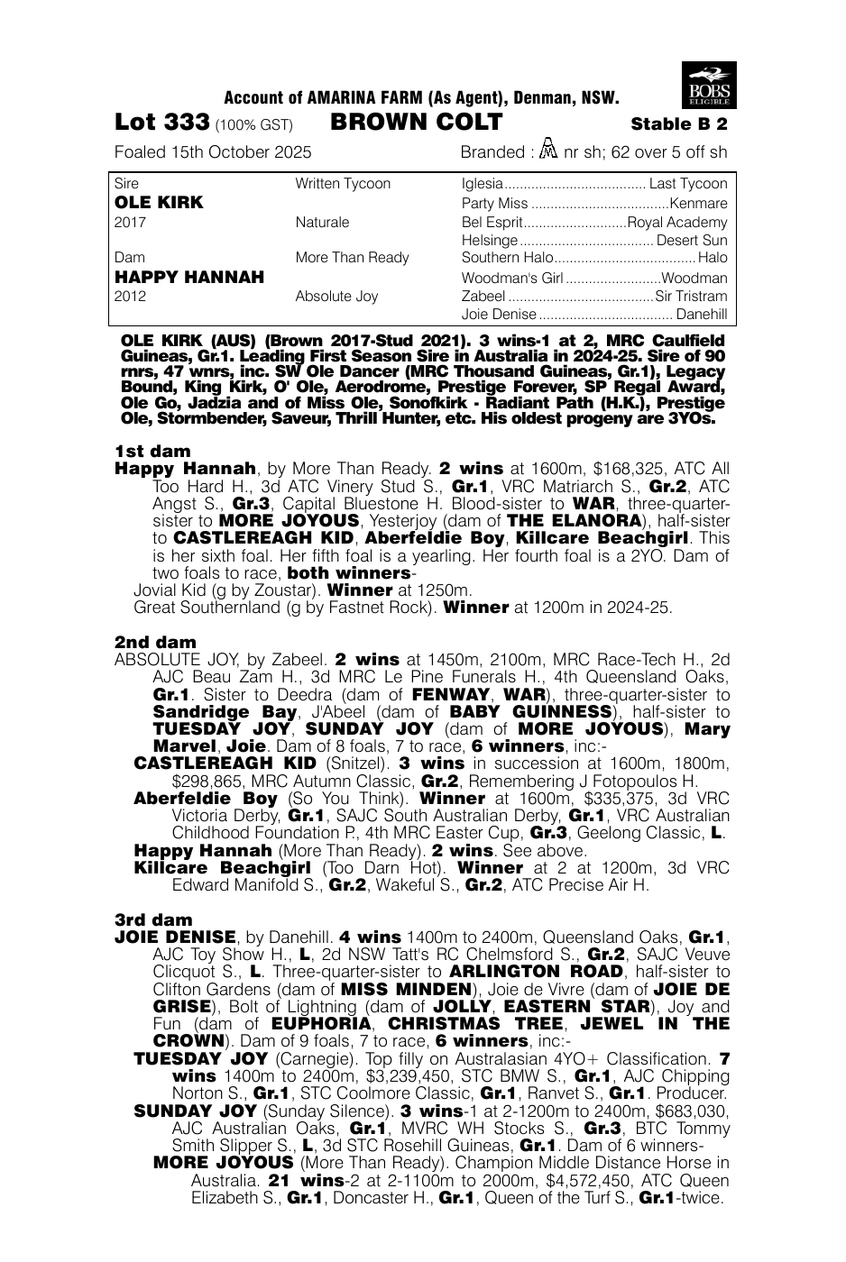 Pedigree - Lot 333