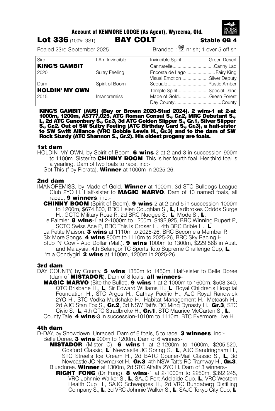 Pedigree - Lot 336