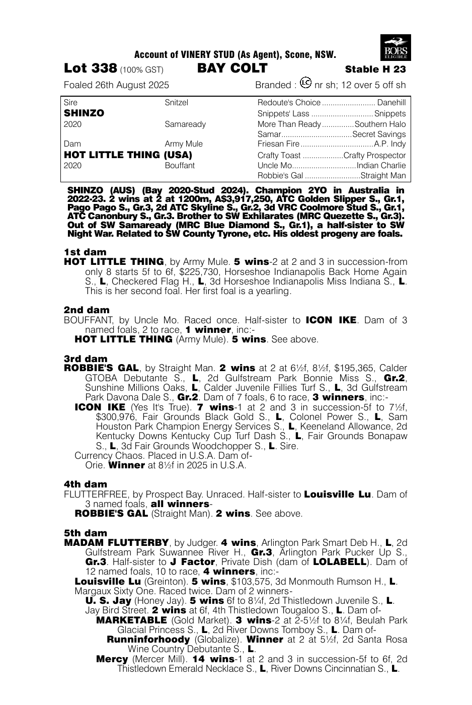 Pedigree - Lot 338