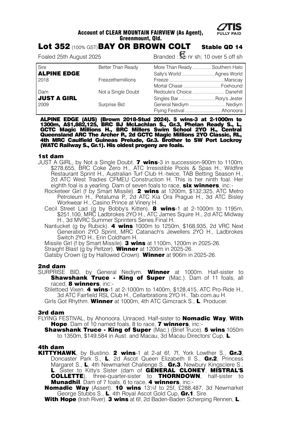 Pedigree - Lot 352