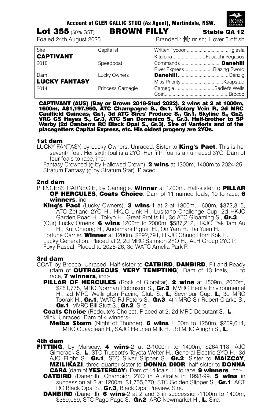 Pedigree - Lot 355