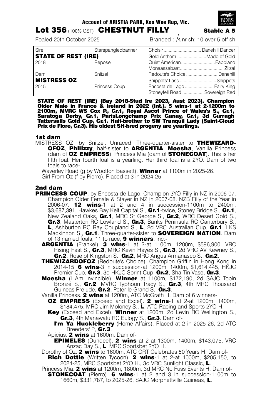 Pedigree - Lot 356