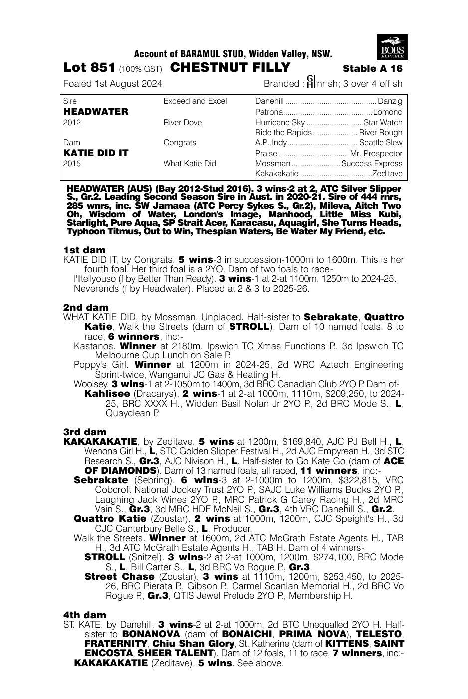Pedigree - Lot 851