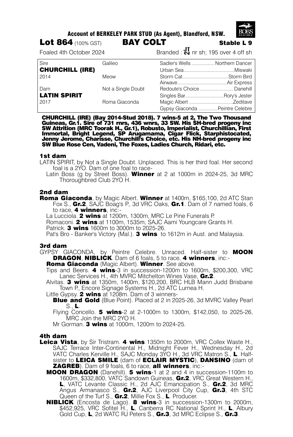 Pedigree - Lot 864