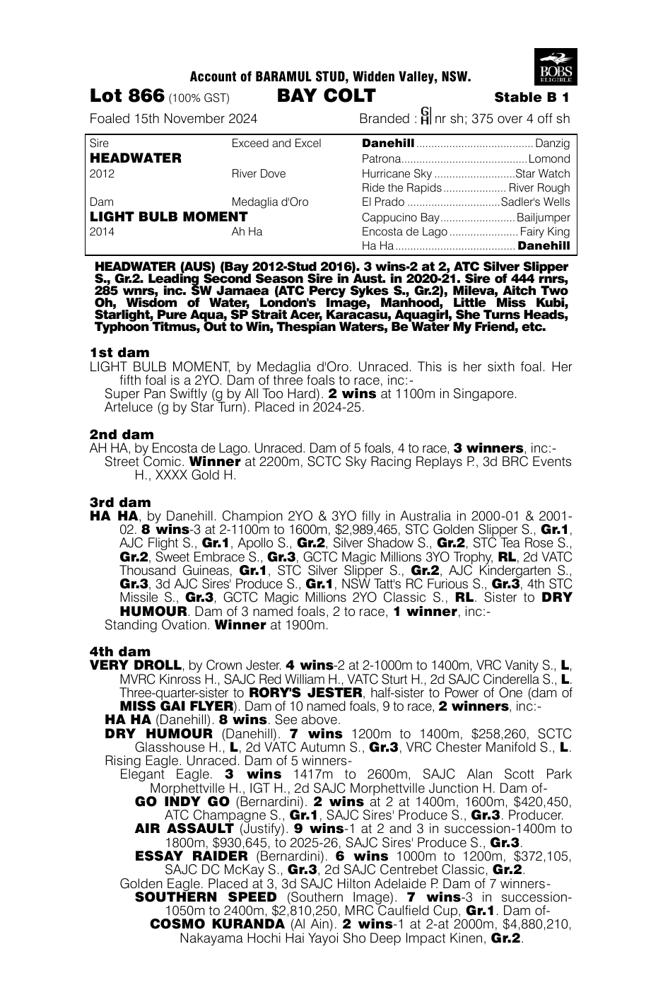 Pedigree - Lot 866
