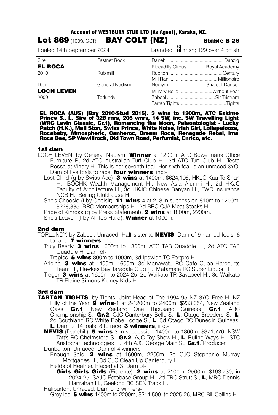 Pedigree - Lot 869