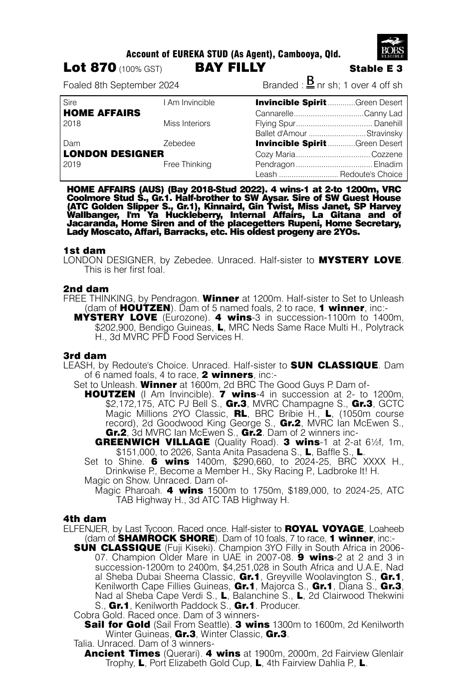 Pedigree - Lot 870