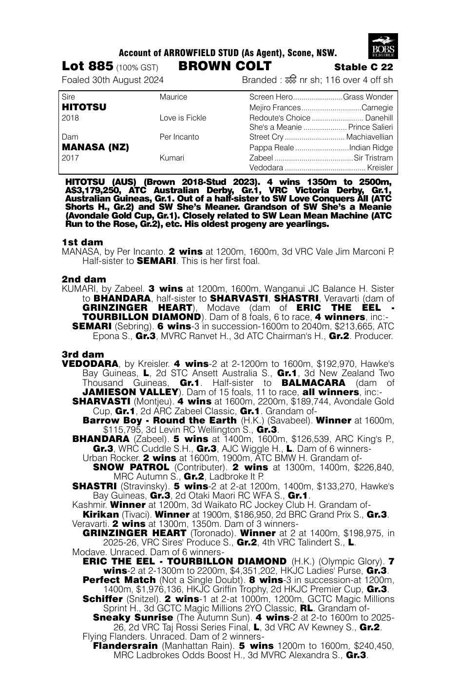Pedigree - Lot 885